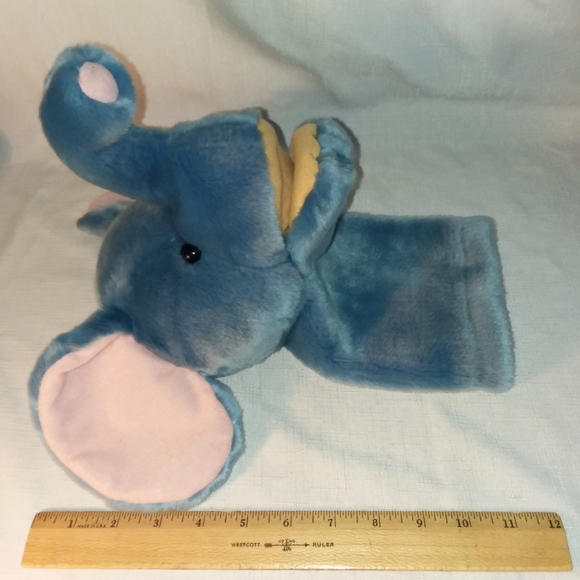 Plushpups Elephant Hand Puppet Toy 12" Blue Plush Stuffed Animal Vintage 2001 - Picture 12 of 12